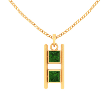 14K unique Gold Pendant with two blocks of Green stone