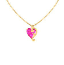 14K Gold Pendant Adorned with Heart Shape Pink Stone