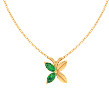 14K Butterfly Shape Gold Pendant with Green Stones