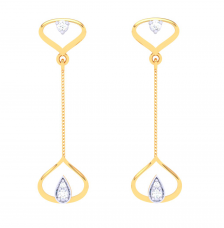 Tear-drop shaped 18K Gold & Diamond Hanging Earrings from Diamond Collection