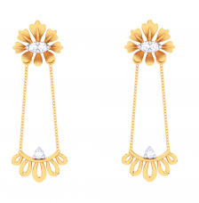 Flower-shaped 18K Gold & Diamond Hanging Earrings from Diamond Collection