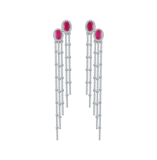 18KT (750) White Gold, Solitaire and American Diamond Jhumki Earrings